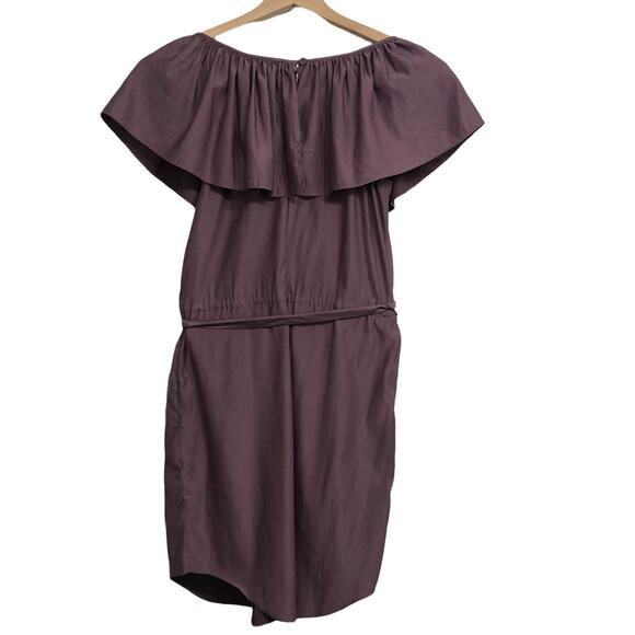 Rebecca Taylor Purple V Neck Ruffle Collar mini dress SIZE 2 - Picture 4 of 7